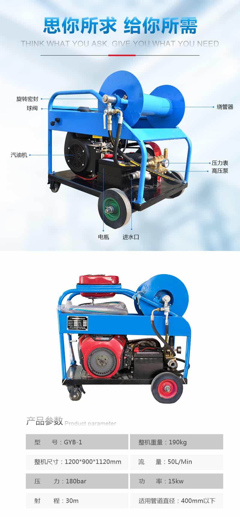 楼房管道疏通机技术参数